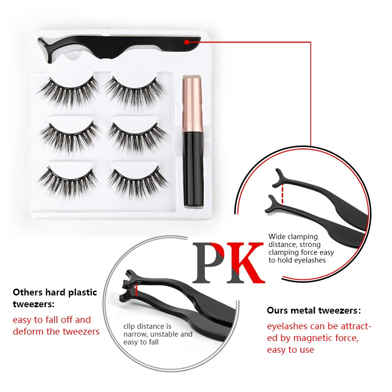Magnetic 3D Mink Eyelashes with Eyeliner
