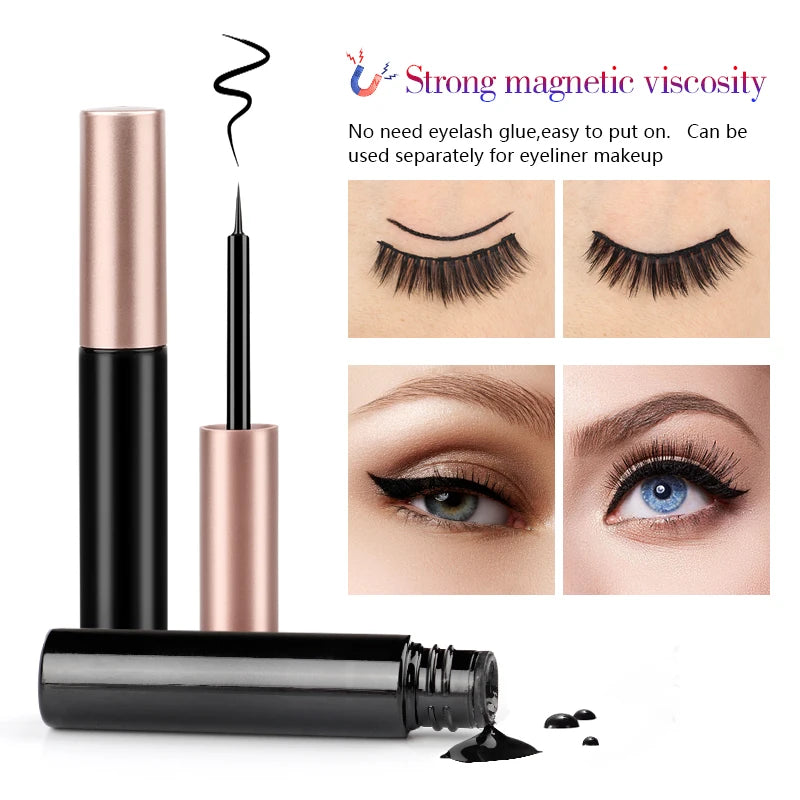 Magnetic 3D Mink Eyelashes with Eyeliner