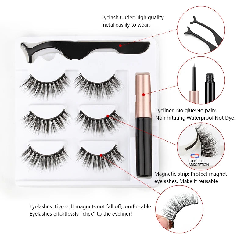 Magnetic 3D Mink Eyelashes with Eyeliner