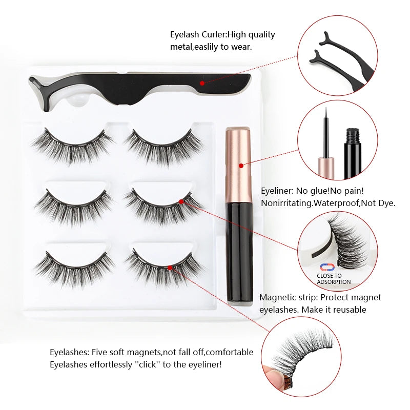 Magnetic 3D Mink Eyelashes with Eyeliner