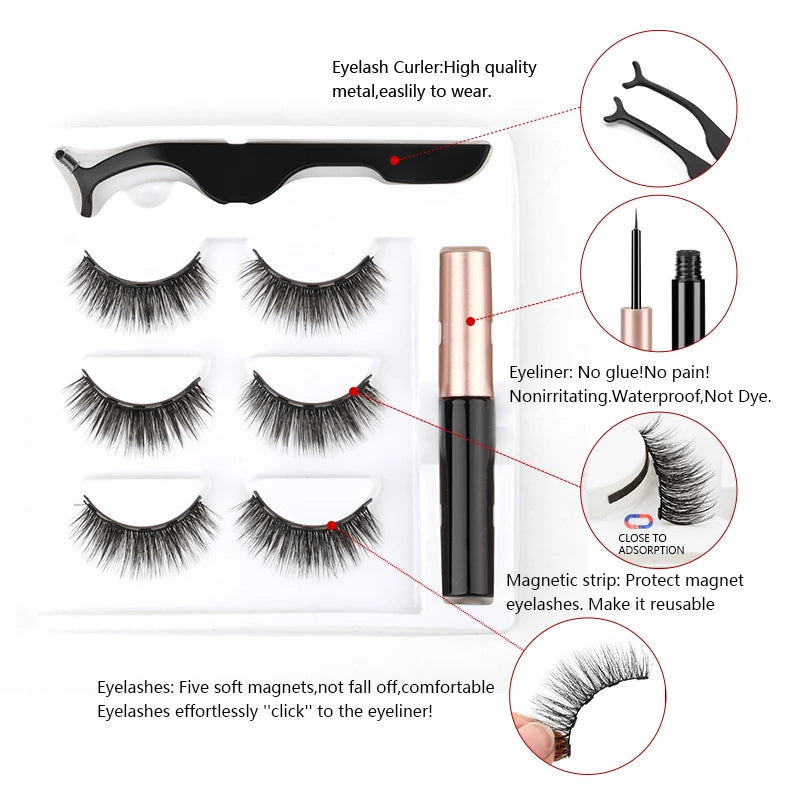 Magnetic 3D Mink Eyelashes with Eyeliner