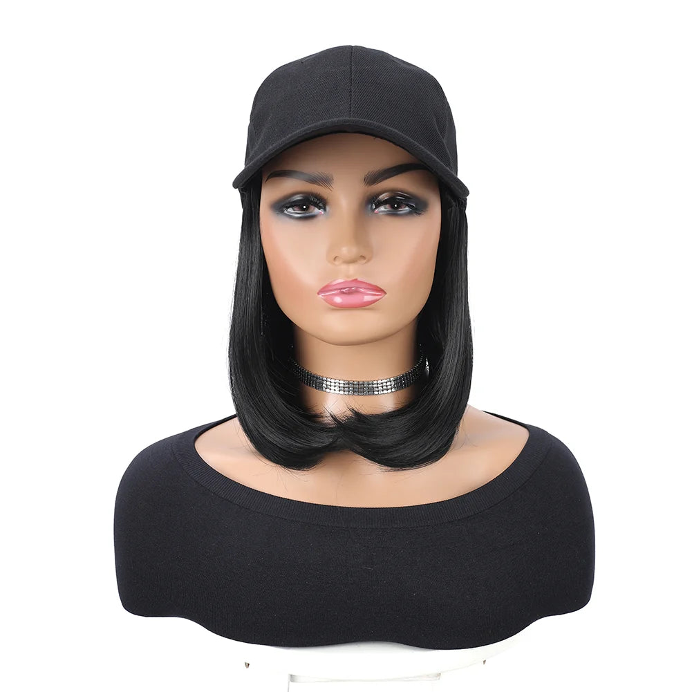 Baseball Cap with Built-In Hair Extensions