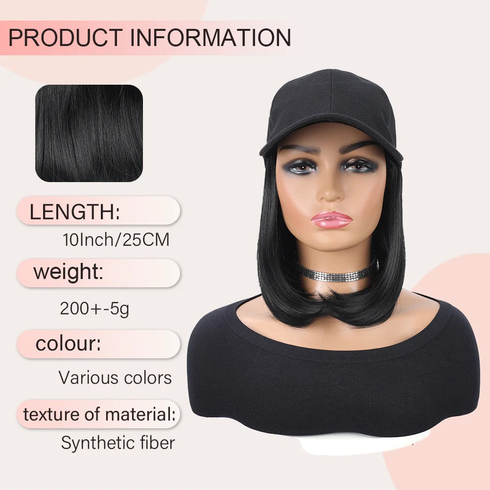 Baseball Cap with Built-In Hair Extensions
