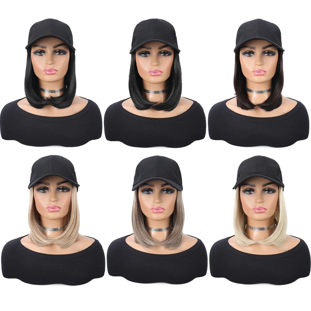 Baseball Cap with Built-In Hair Extensions