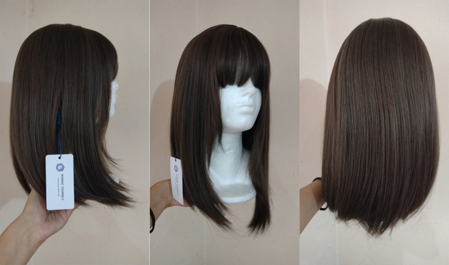 Medium-Length Synthetic Wig – Dark Brown