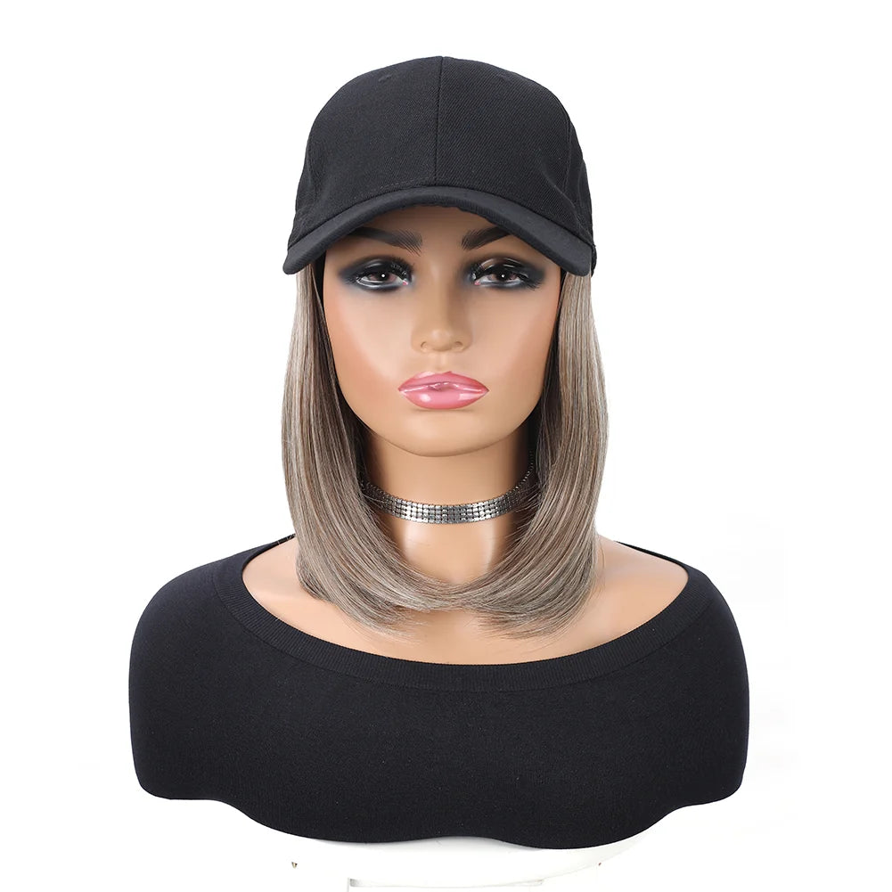 Baseball Cap with Built-In Hair Extensions