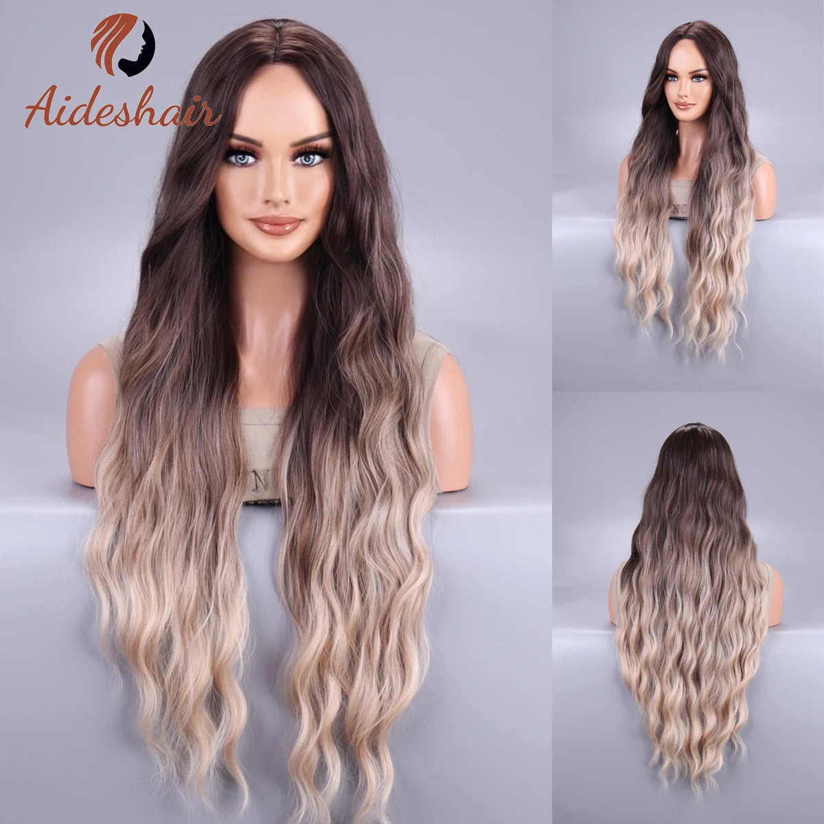 Long Wavy Ombre Wig – Black to Pink (Cosplay Style)