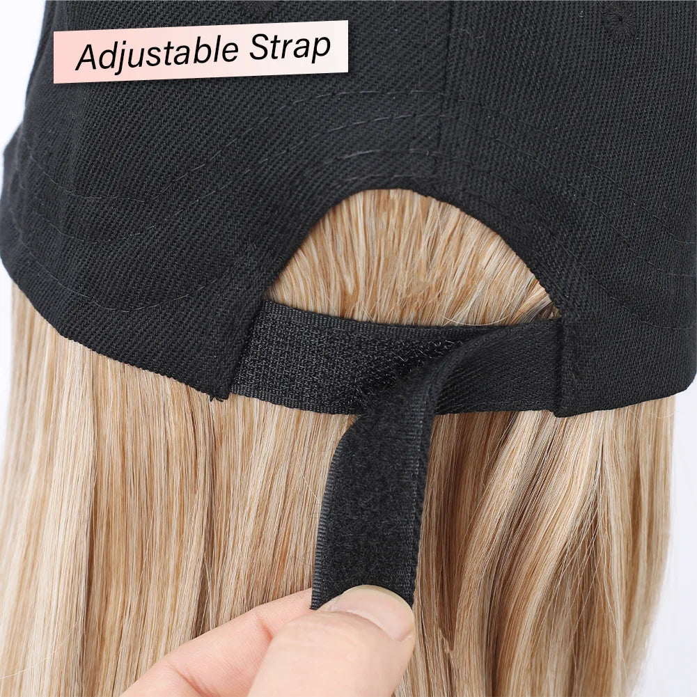 Baseball Cap with Built-In Hair Extensions