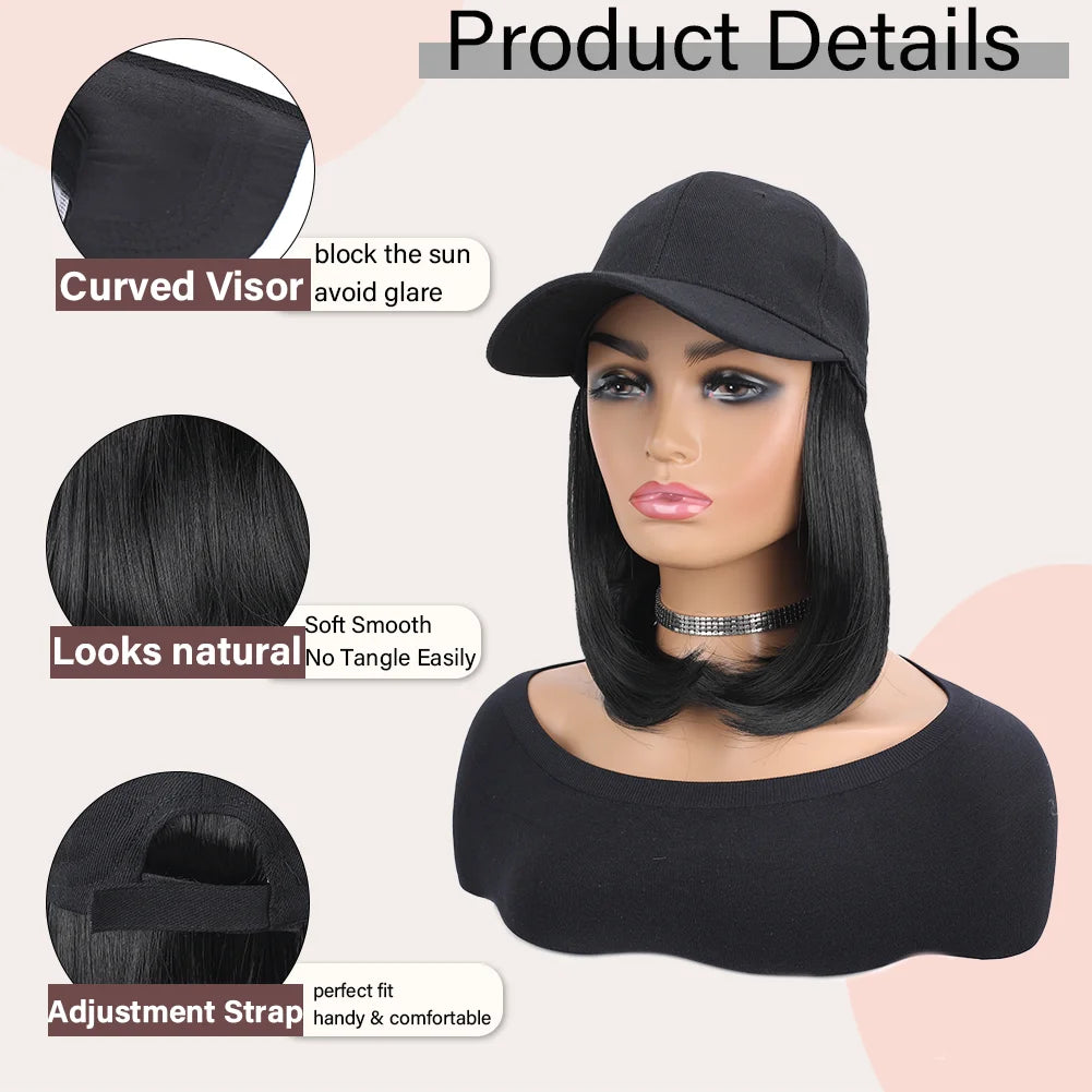 Baseball Cap with Built-In Hair Extensions