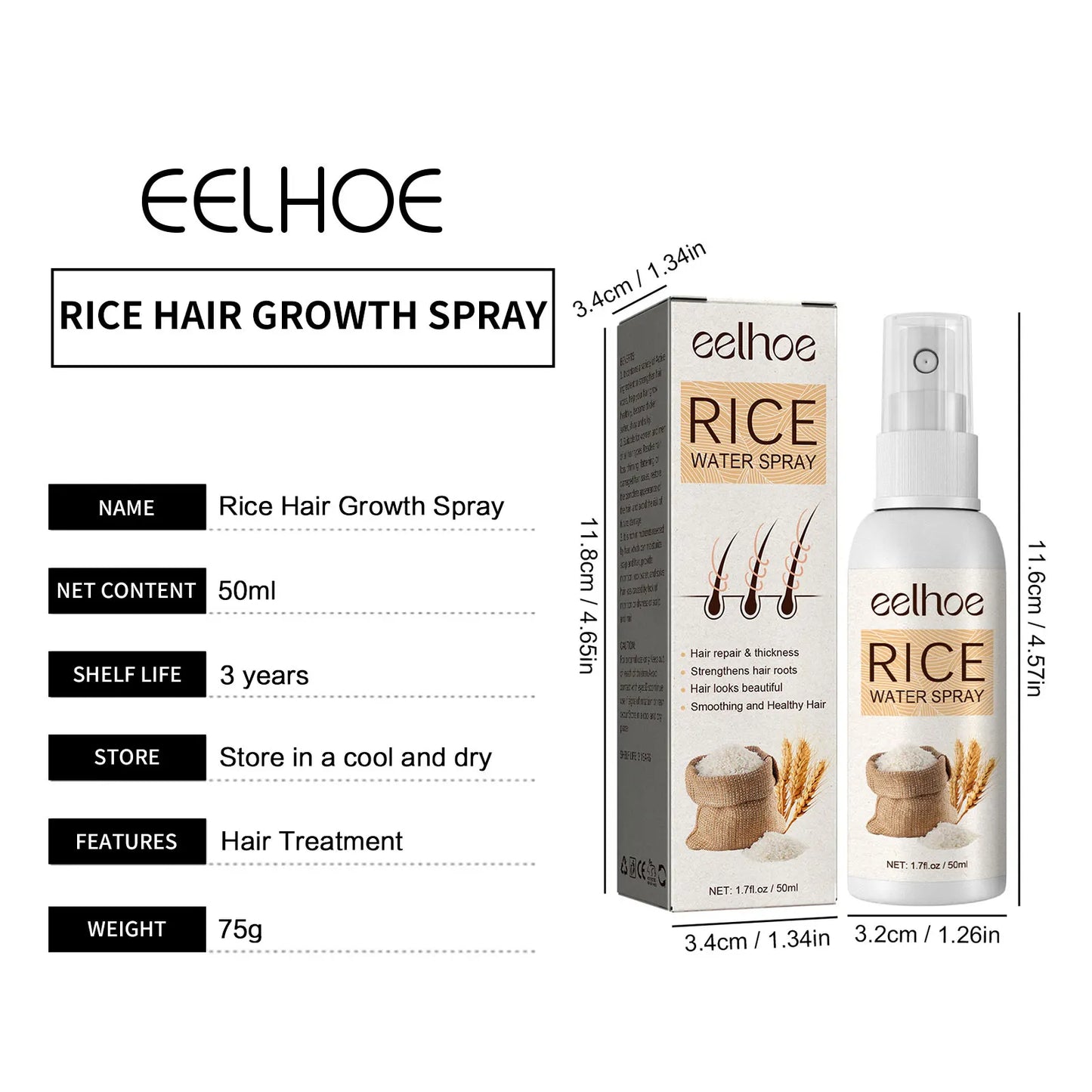 EELHOE Rice Water Hair Growth Spray