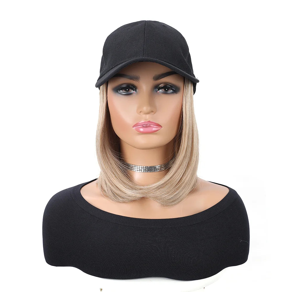 Baseball Cap with Built-In Hair Extensions