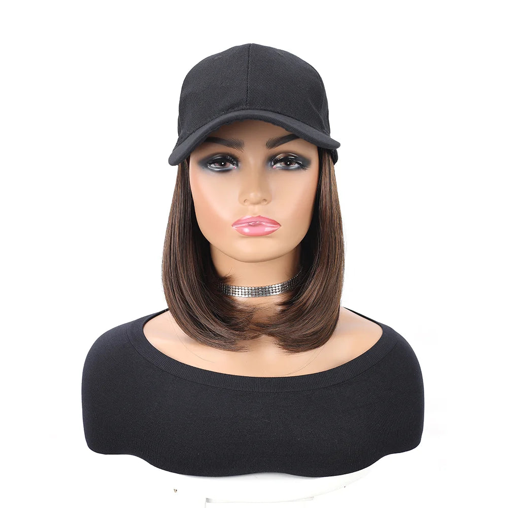 Baseball Cap with Built-In Hair Extensions