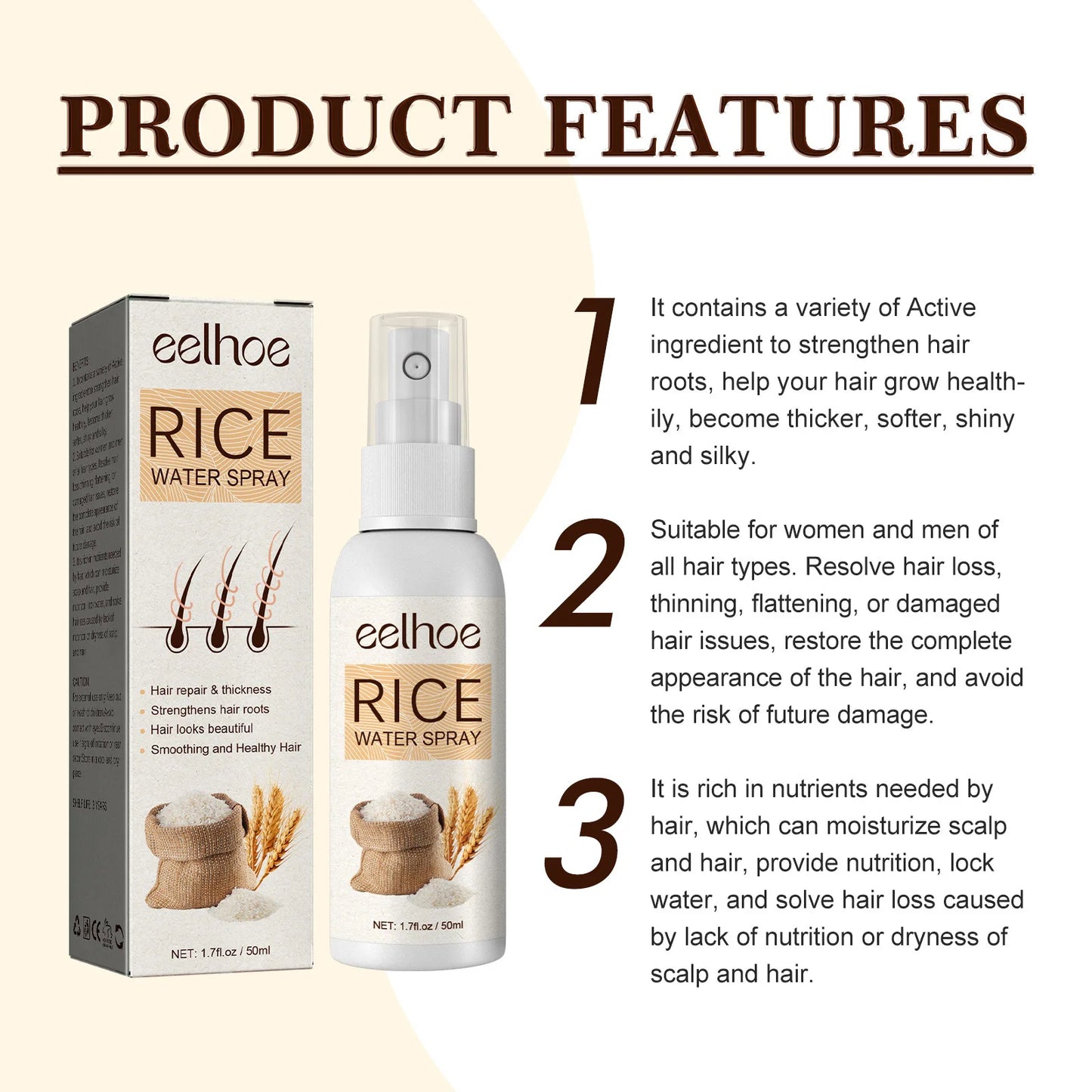 EELHOE Rice Water Hair Growth Spray