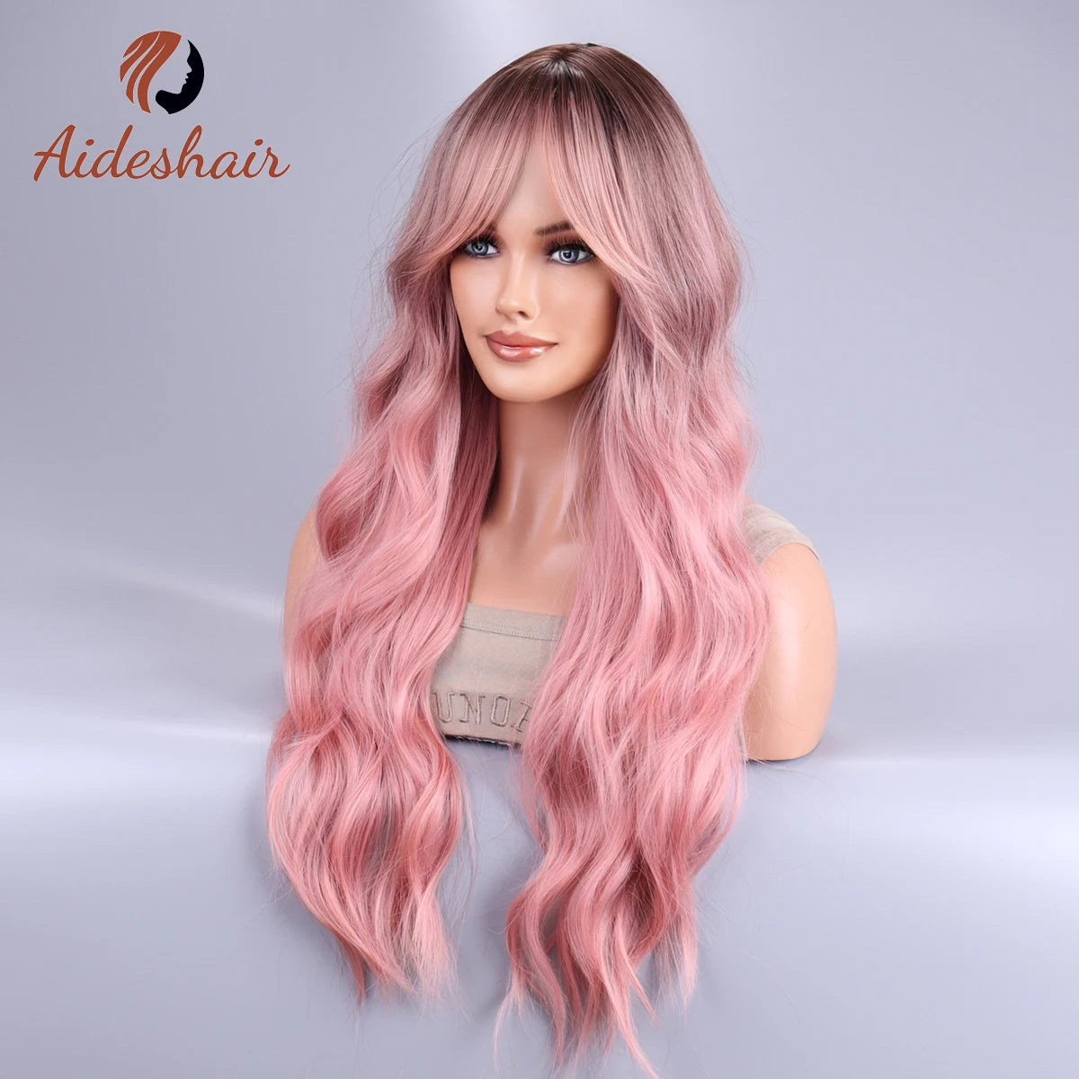 Long Wavy Ombre Wig – Black to Pink (Cosplay Style)