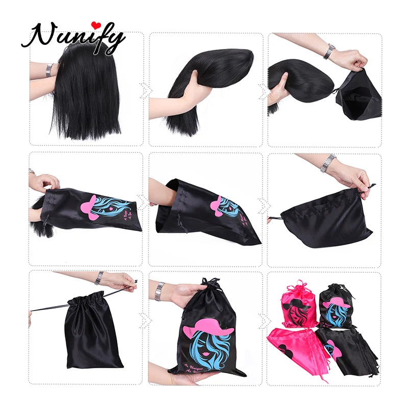 Satin Wig Storage Bag with Drawstring