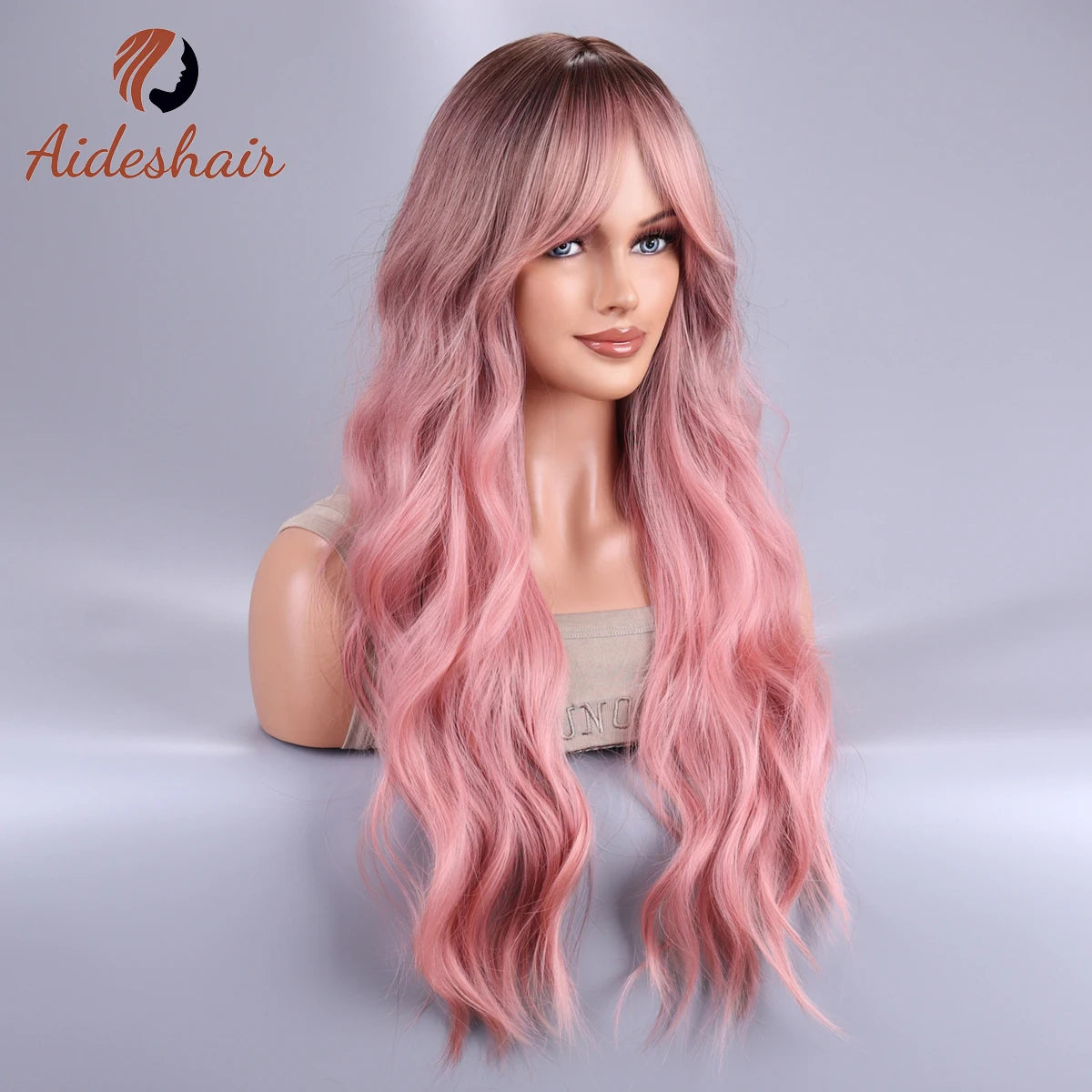 Long Wavy Ombre Wig – Black to Pink (Cosplay Style)