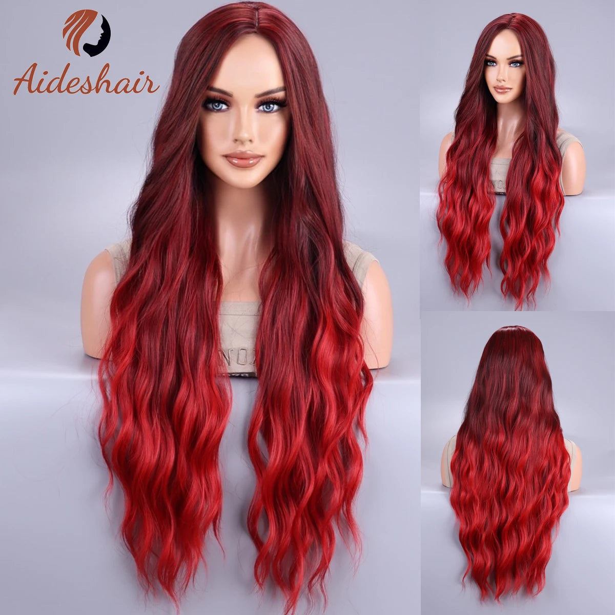 Long Wavy Ombre Wig – Black to Pink (Cosplay Style)