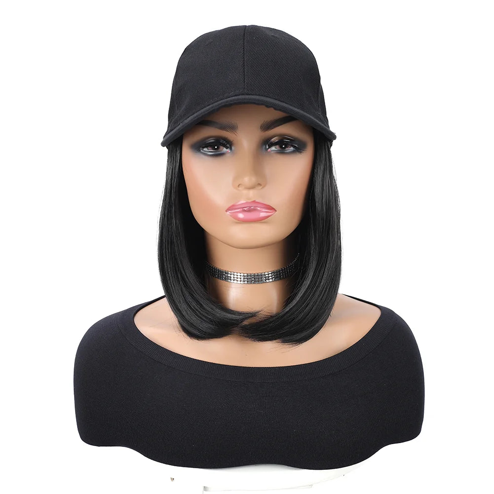 Baseball Cap with Built-In Hair Extensions