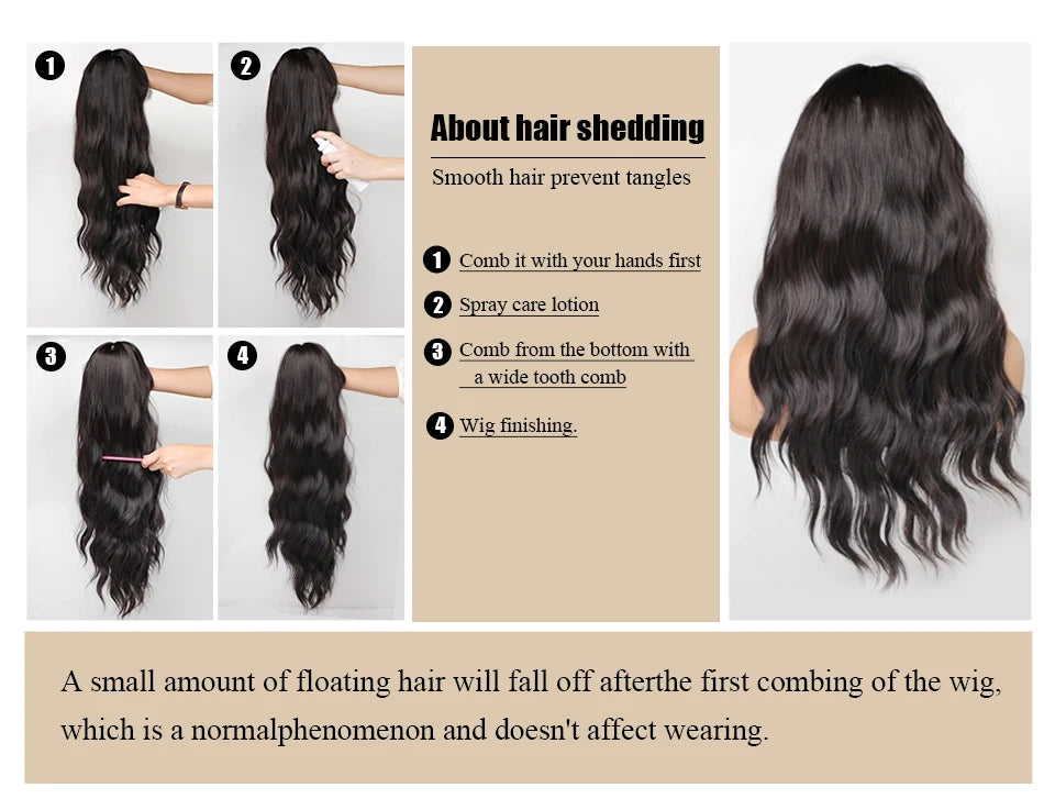 Medium-Length Synthetic Wig – Dark Brown