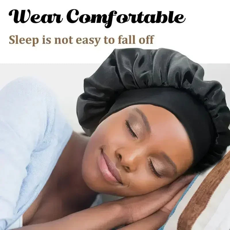 Satin Wide-Brim Sleep Bonnet