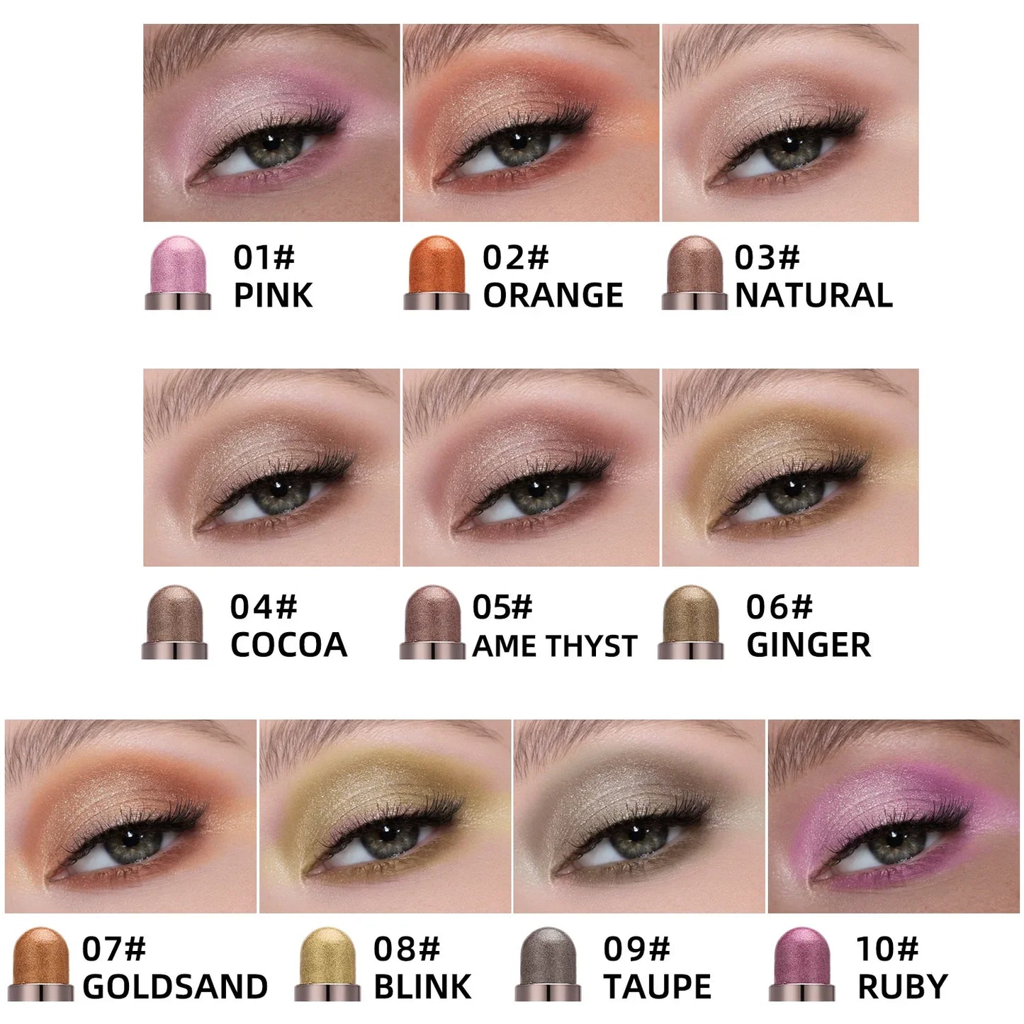 Double-Ended Eyeshadow Sticks (10 Colors)