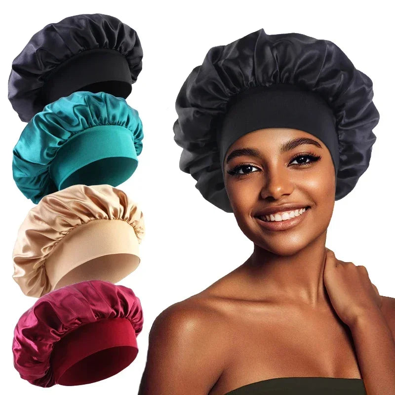 Satin Wide-Brim Sleep Bonnet
