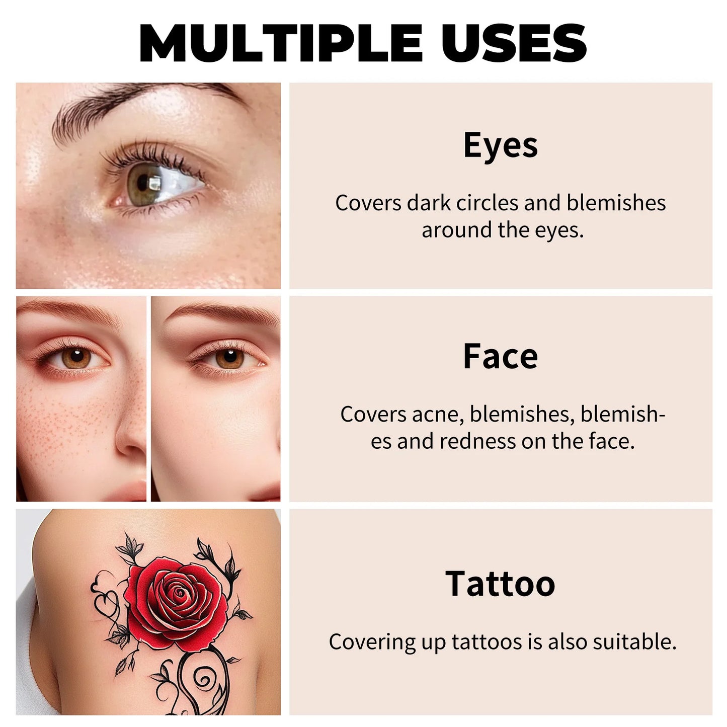 Waterproof Full Coverage Concealer for Tattoos & Scars