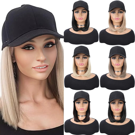 Baseball Cap with Built-In Hair Extensions
